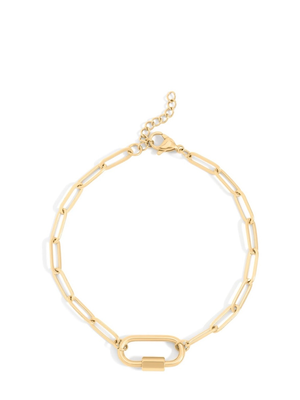 Gold Paperclip Chain Bracelet with Decorative Slider